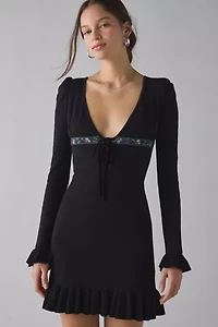 For Love & Lemons Naomi Knit Long Sleeve Mini Dress