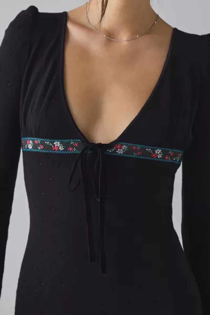 For Love & Lemons Naomi Knit Long Sleeve Mini Dress