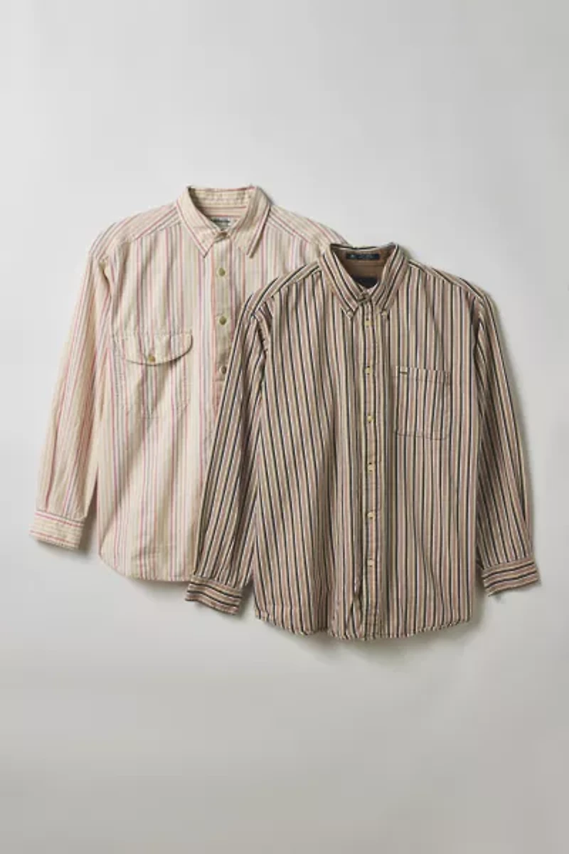 ReMADE By UO Bleached Oversized Stripe Button-Down Shirt