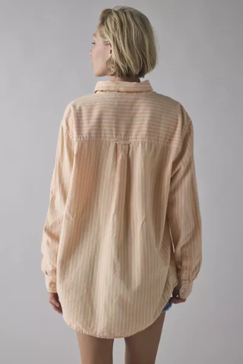 ReMADE By UO Bleached Oversized Stripe Button-Down Shirt