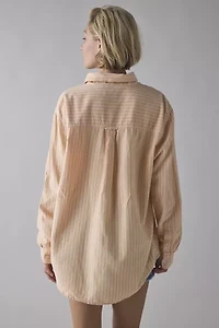 ReMADE By UO Bleached Oversized Stripe Button-Down Shirt