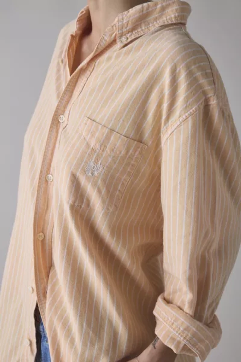 ReMADE By UO Bleached Oversized Stripe Button-Down Shirt