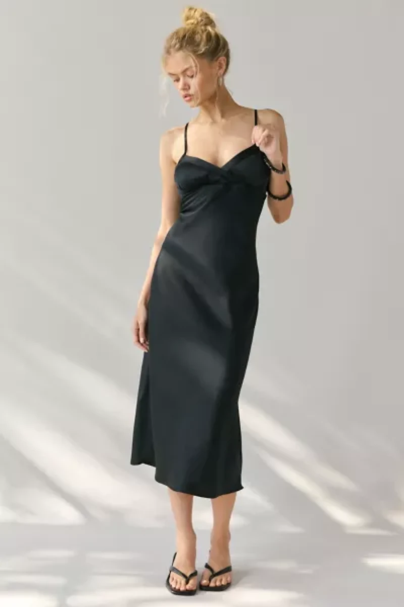 Kimchi Blue Slip It On Tie-Back Satin Midi Dress