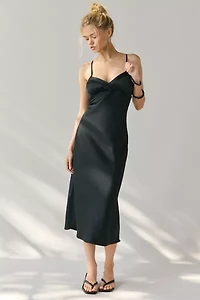 Kimchi Blue Slip It On Tie-Back Satin Midi Dress