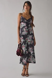 Kimchi Blue Slip It On Tie-Back Satin Midi Dress