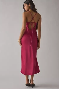 Kimchi Blue Slip It On Tie-Back Satin Midi Dress