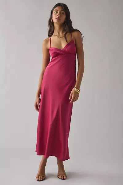 Kimchi Blue Slip It On Tie-Back Satin Midi Dress