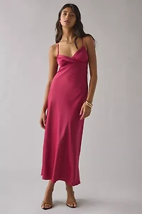 Kimchi Blue Slip It On Tie-Back Satin Midi Dress