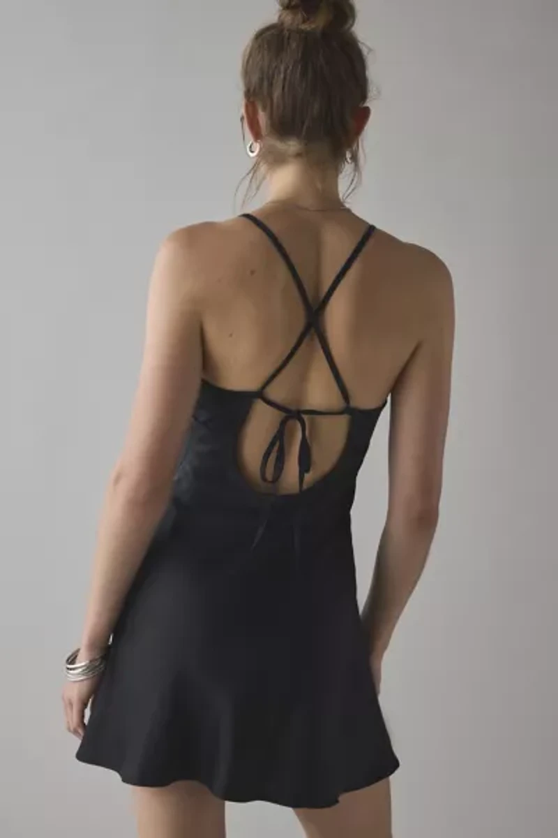 Kimchi Blue Slip It On Tie-Back Satin Mini Dress