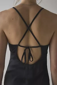 Kimchi Blue Slip It On Tie-Back Satin Mini Dress