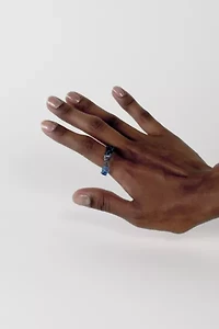 Rain and Rivers Handmade Textured Stacked Glass Ring Pair