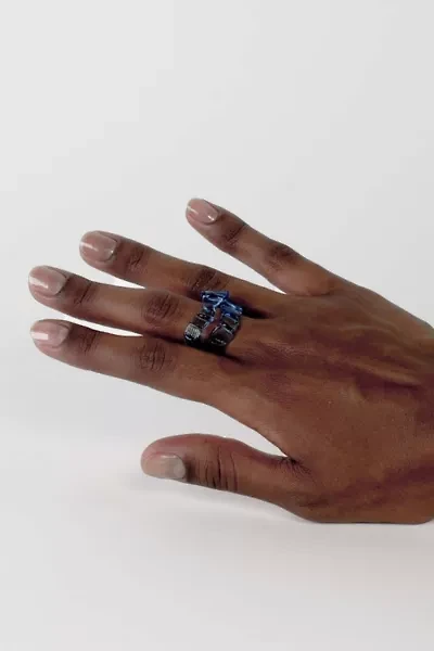 Rain and Rivers Handmade Textured Stacked Glass Ring Pair