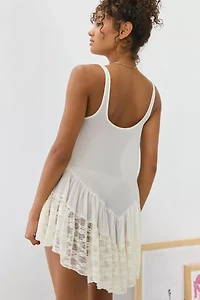Out From Under River Ruffle Lace Trim Slip Dress