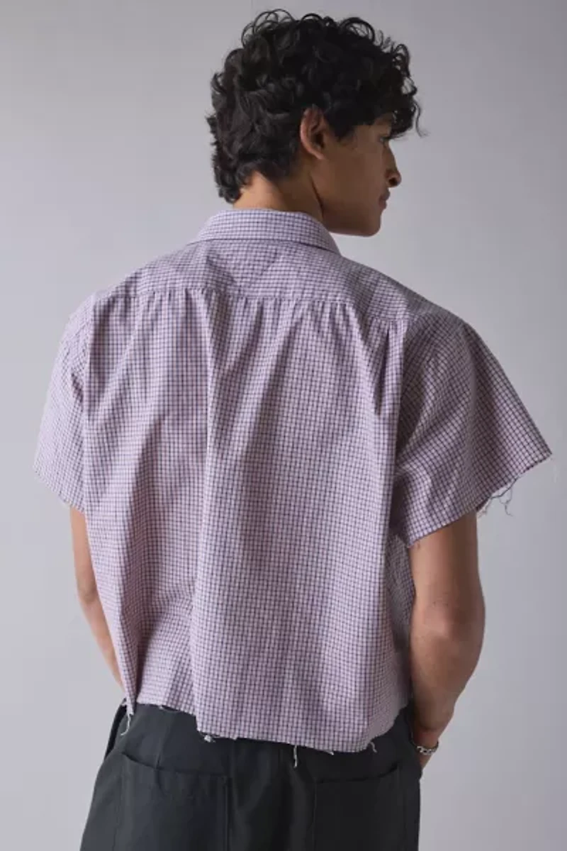 ReMADE By UO Check Pattern Cropped Short Sleeve Shirt