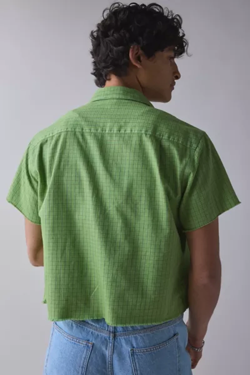 ReMADE By UO Check Pattern Cropped Short Sleeve Shirt