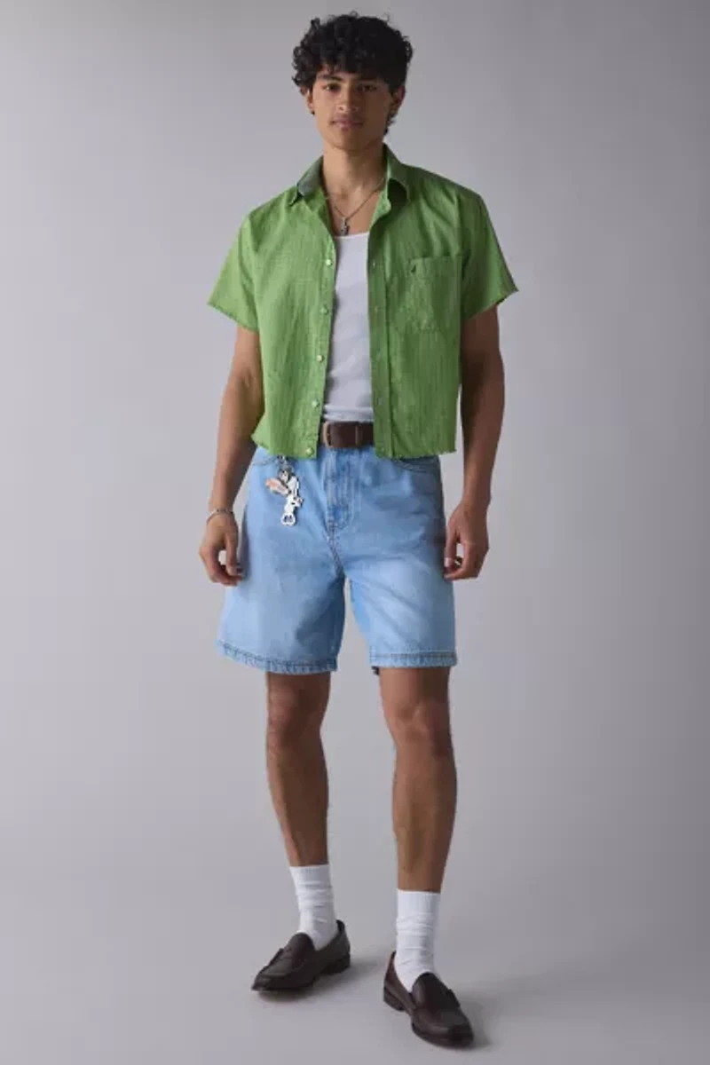 ReMADE By UO Check Pattern Cropped Short Sleeve Shirt