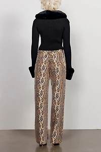House of Sunny Jessie Leopard Print Straight Jean