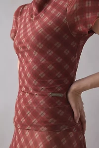 House Of Sunny Retro Check Sheer Mesh Top