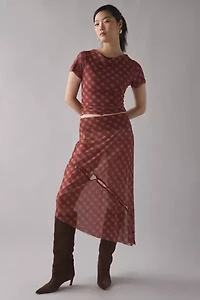 House Of Sunny Retro Check Sheer Mesh Top