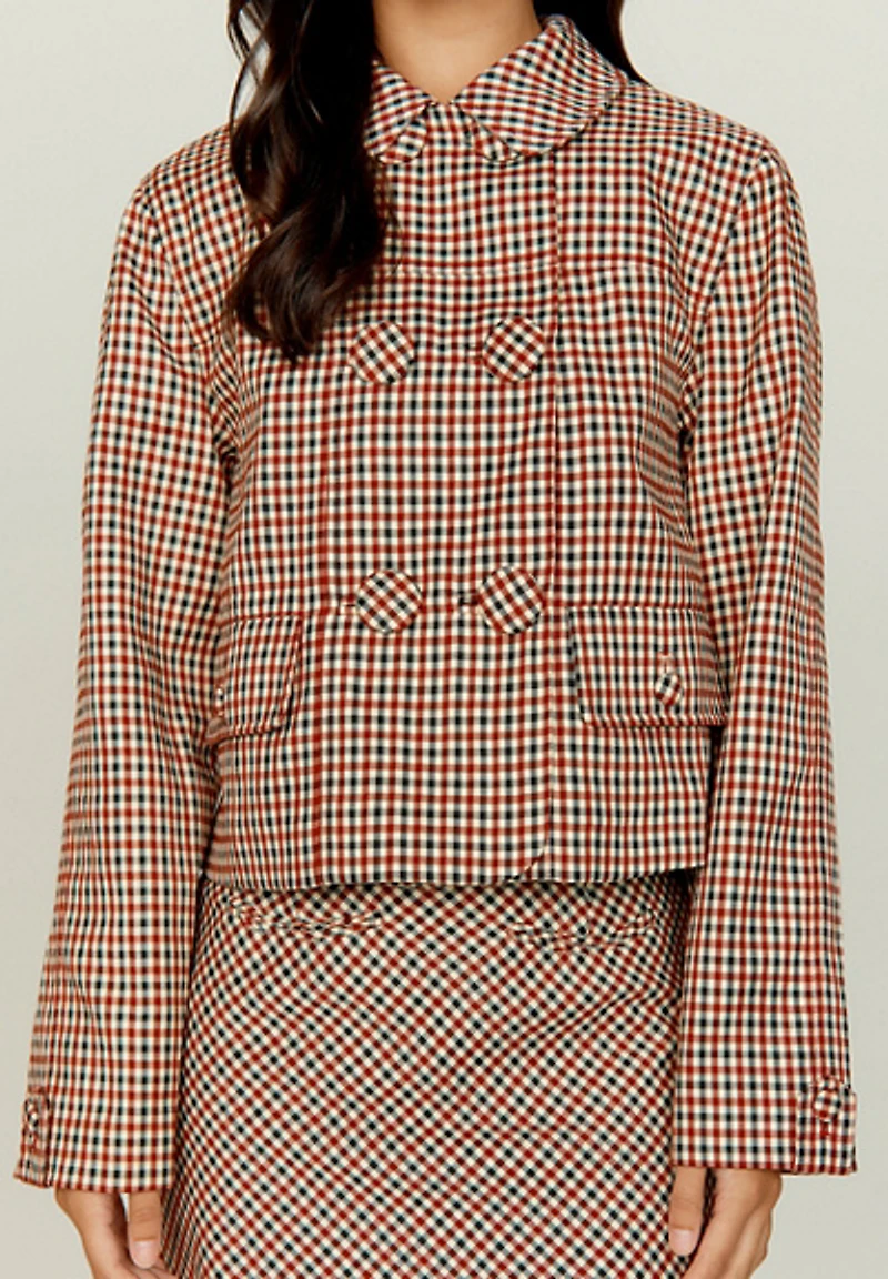 House Of Sunny Marie Check Cropped Jacket