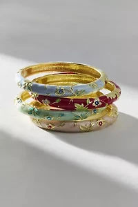 Jane Enameled Floral Bangle Bracelet
