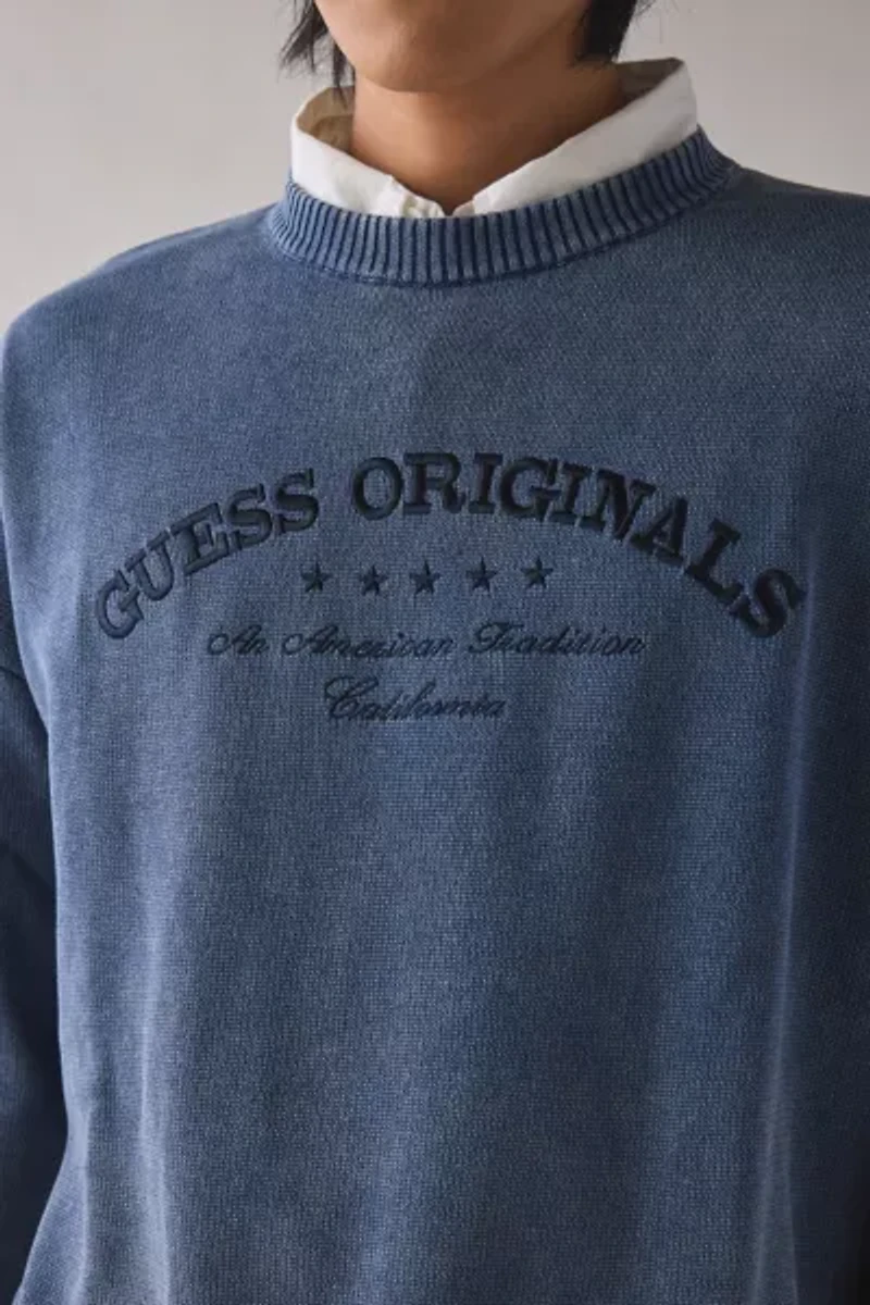 GUESS ORIGINALS Boxy Logo Crew Neck Sweater