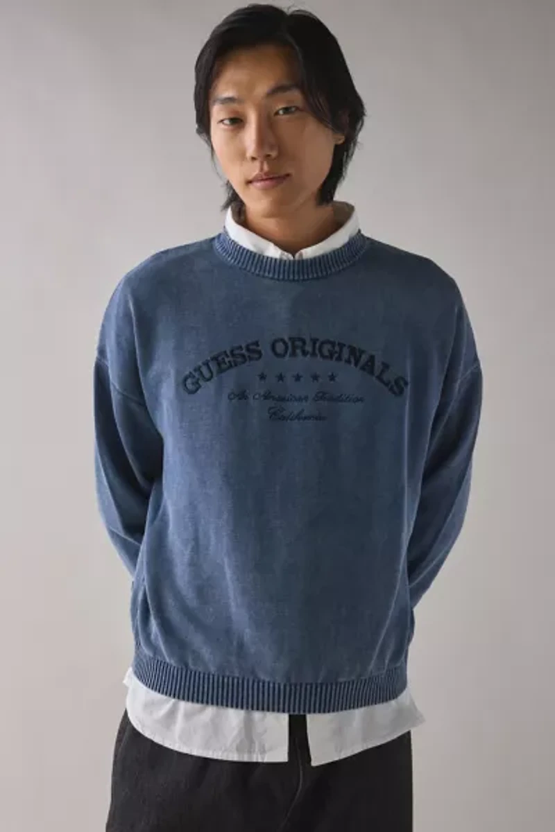 GUESS ORIGINALS Boxy Logo Crew Neck Sweater