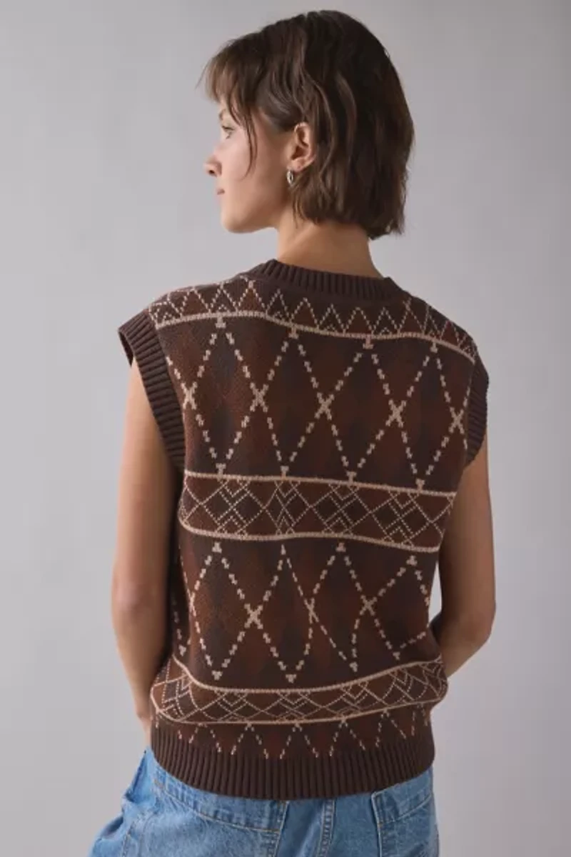 House Of Sunny Ripples Duck Motif Argyle Sweater Vest