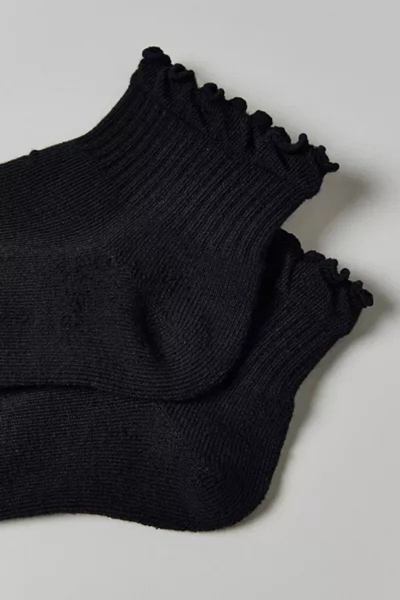Mallory Lettuce-Edge Athletic Quarter Crew Sock