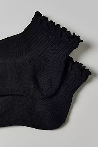 Mallory Lettuce-Edge Athletic Quarter Crew Sock