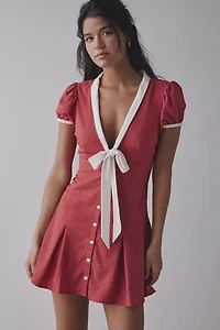 Frankies Bikinis Manhattan Bow-Front Button Up Mini Dress