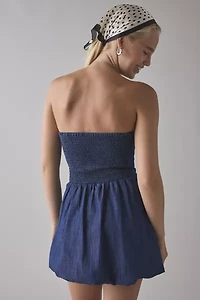 UO Darryl Denim Drop Waist Tube Mini Dress