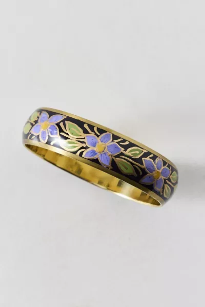 Floral Enamel Bangle Bracelet
