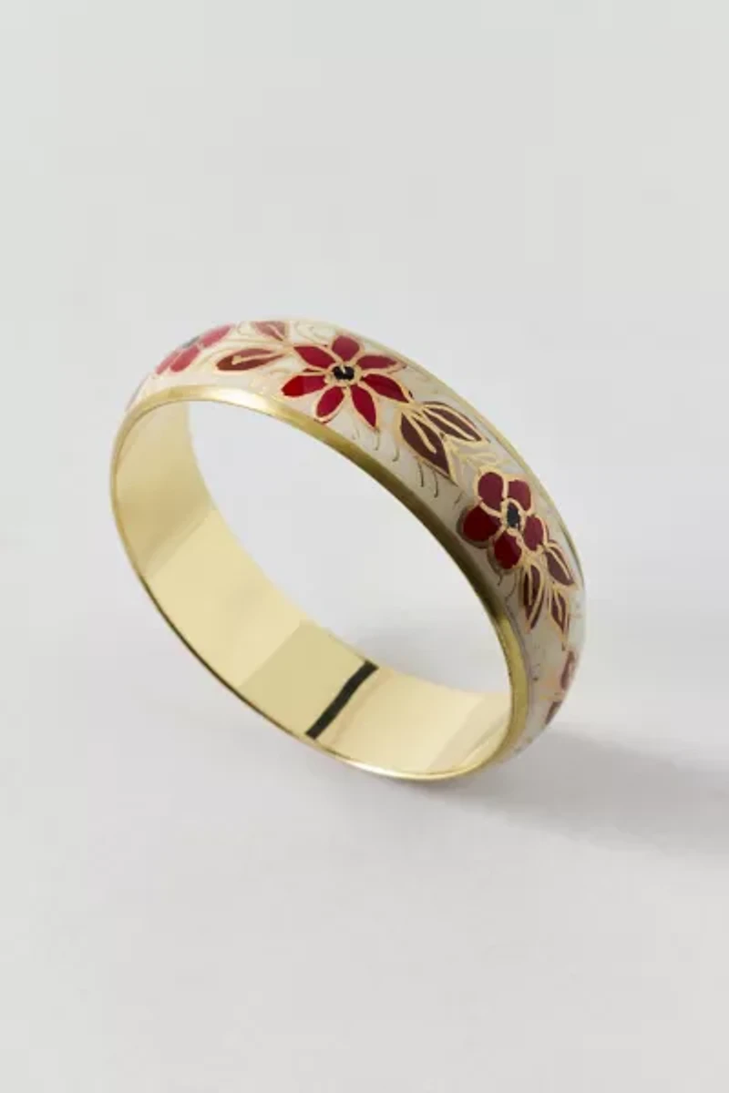 Floral Enamel Bangle Bracelet