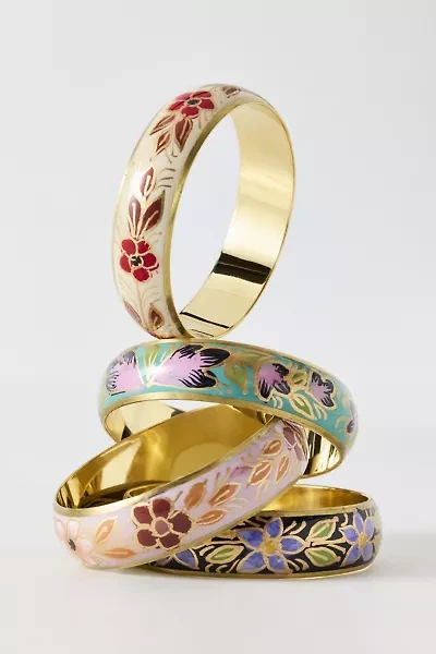 Floral Enamel Bangle Bracelet