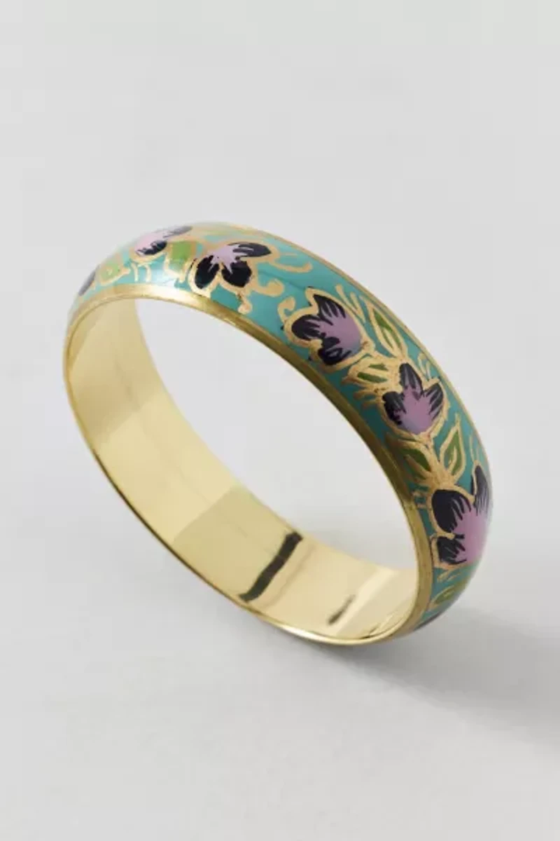 Floral Enamel Bangle Bracelet