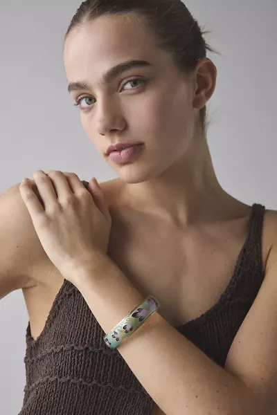 Floral Enamel Bangle Bracelet