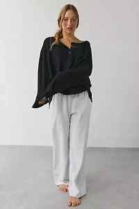 Out From Under Living The Dream Waffle Knit Long Sleeve Henley Tee