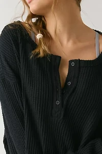 Out From Under Living The Dream Waffle Knit Long Sleeve Henley Tee