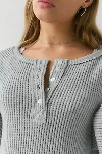 Out From Under Living The Dream Waffle Knit Long Sleeve Henley Tee