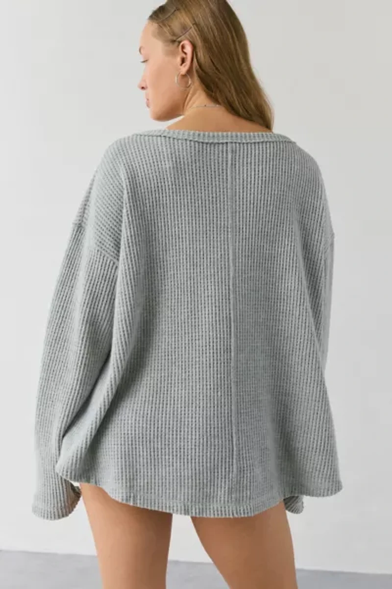 Out From Under Living The Dream Waffle Knit Long Sleeve Henley Tee