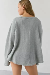 Out From Under Living The Dream Waffle Knit Long Sleeve Henley Tee