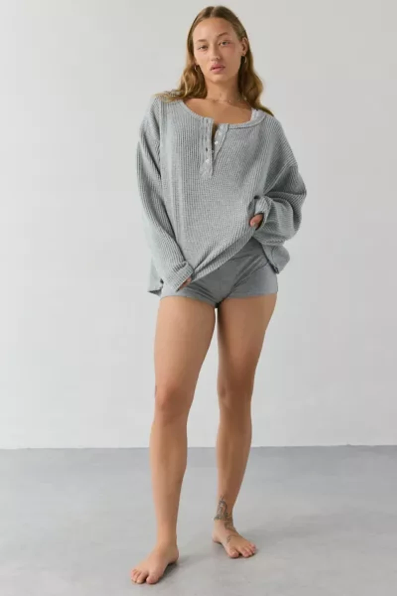 Out From Under Living The Dream Waffle Knit Long Sleeve Henley Tee