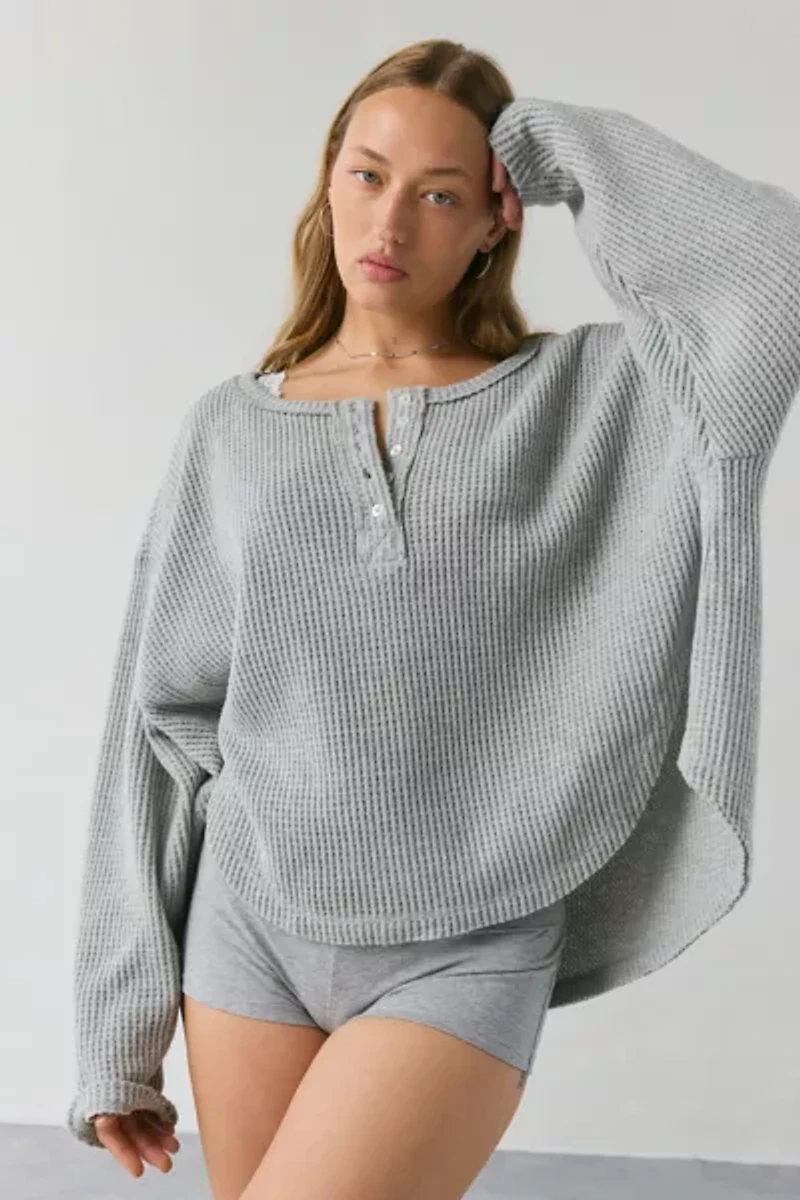 Out From Under Living The Dream Waffle Knit Long Sleeve Henley Tee