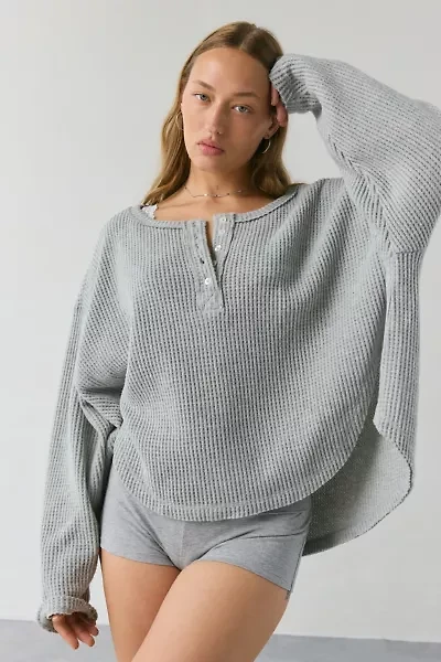 Out From Under Living The Dream Waffle Knit Long Sleeve Henley Tee