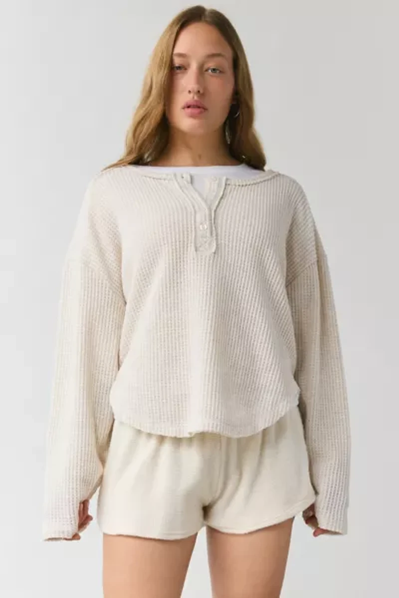 Out From Under Living The Dream Waffle Knit Long Sleeve Henley Tee