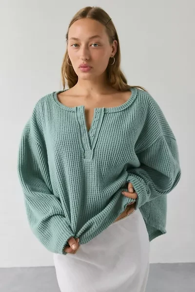 Out From Under Living The Dream Waffle Knit Long Sleeve Henley Tee