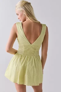 Frankies Bikinis Marley Lemon Dot Poplin Mini Dress