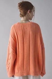 BDG Skylar Oversized Crew Neck Cable Knit Sweater