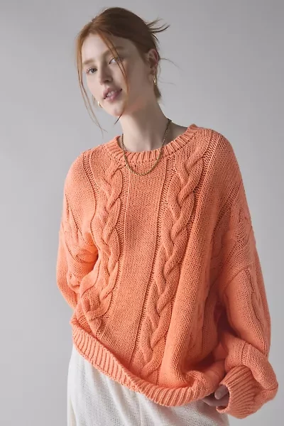 BDG Skylar Oversized Crew Neck Cable Knit Sweater